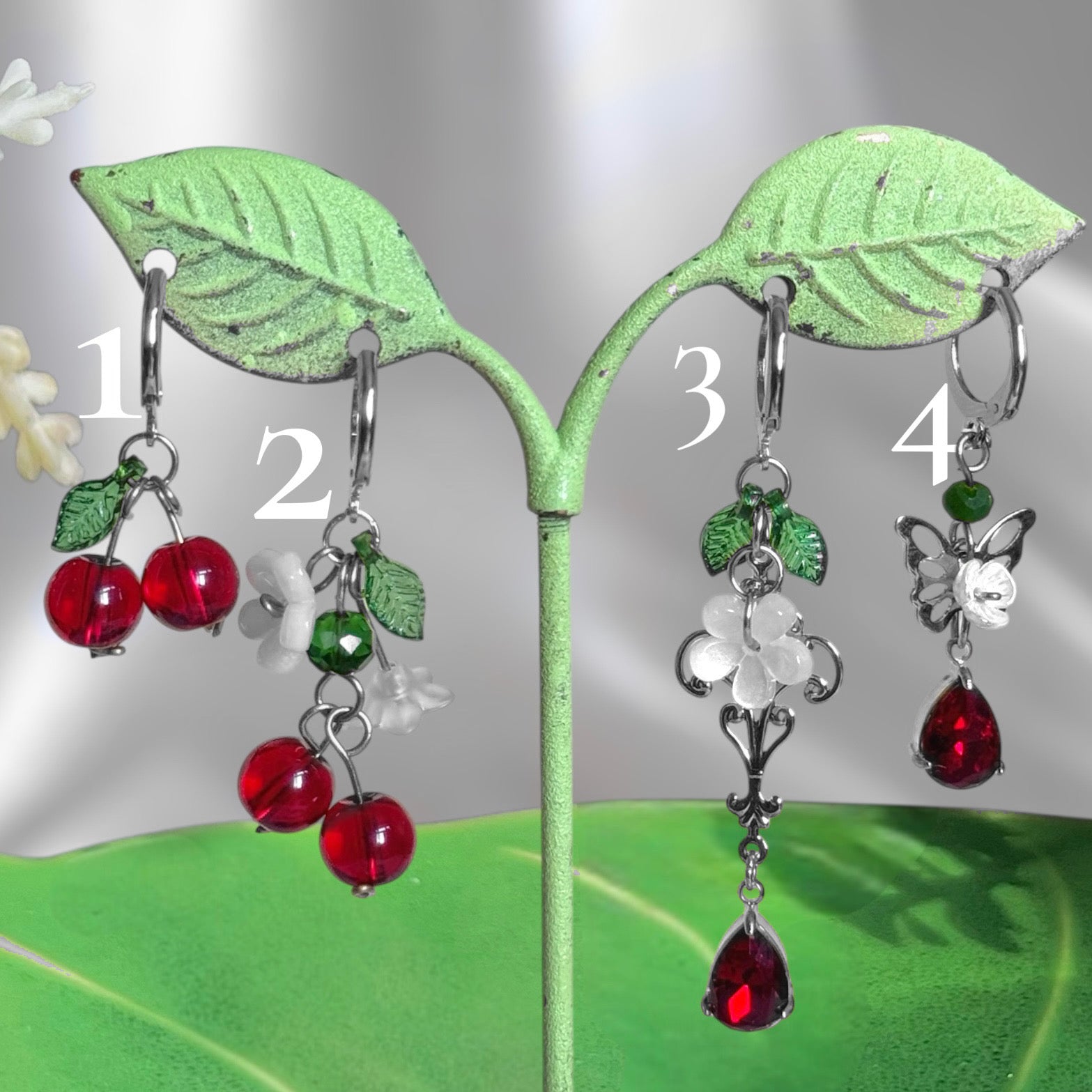 Silver or Golden Stainless Steel Cherry Earrings (1pcs)
