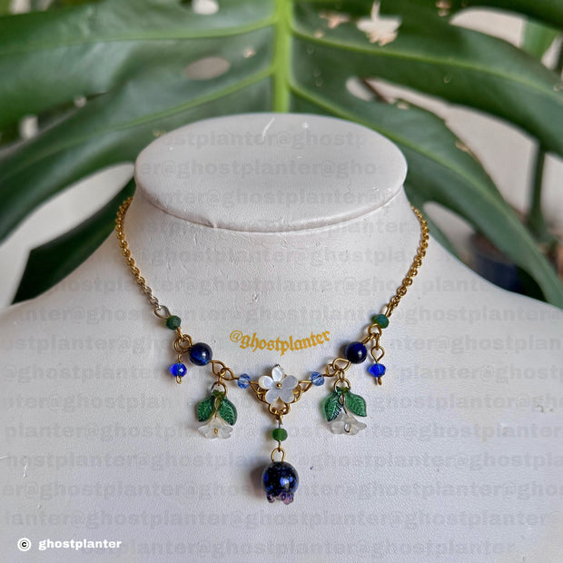 Golden or Silver Stainless Steel Blueberry Blossom Necklace