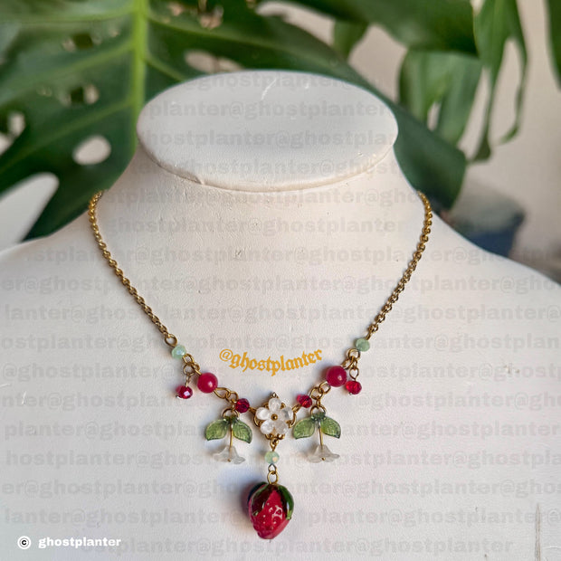 Golden or Silver Stainless Steel Strawberry Blossom Necklace