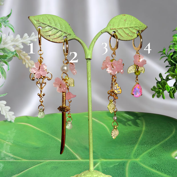 Golden or Silver Stainless Steel Sakura Earrings 1pcs