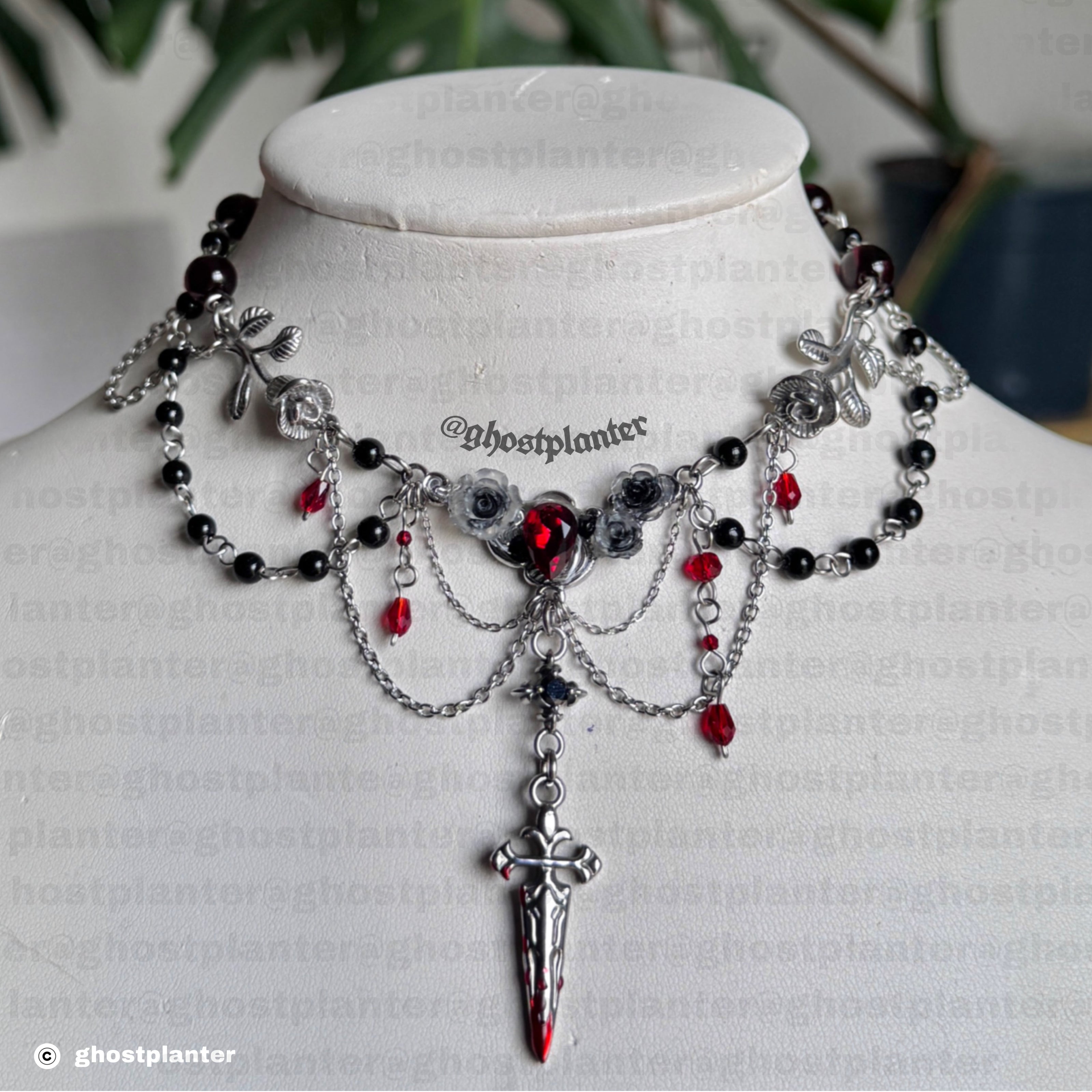 Silver Stainless Steel Vampire Necklace