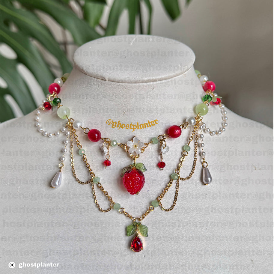 Golden or Silver Stainless Steel Strawberry Necklace