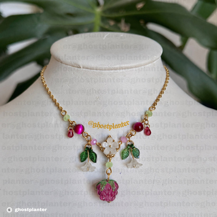 Golden or Silver Stainless Steel Raspberry Blossom Necklace