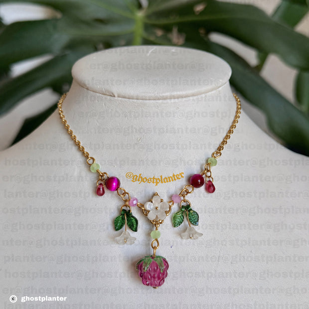 Golden or Silver Stainless Steel Raspberry Blossom Necklace
