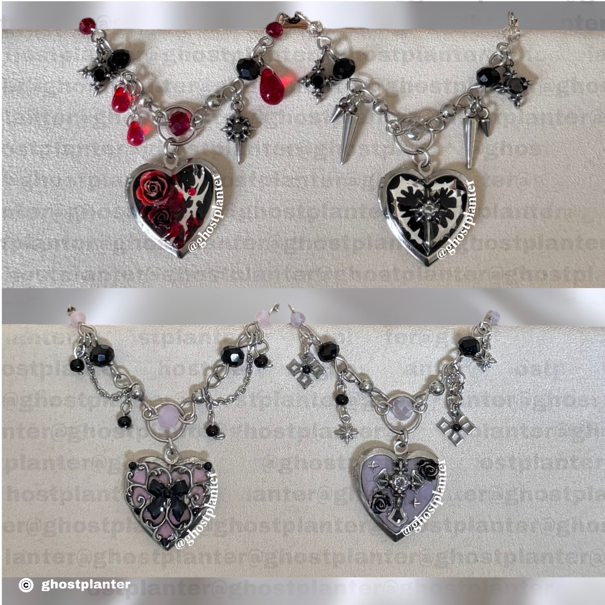 Silver Stainless Steel Goth Locket Necklaces