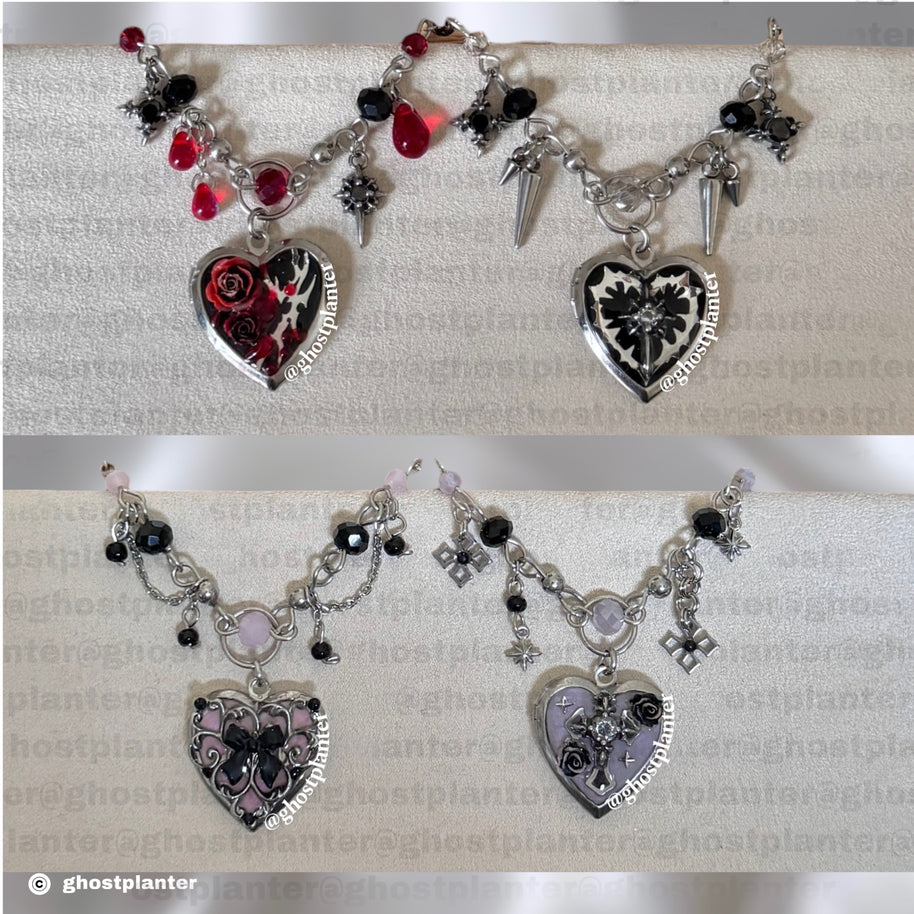 Silver Stainless Steel Goth Locket Necklaces