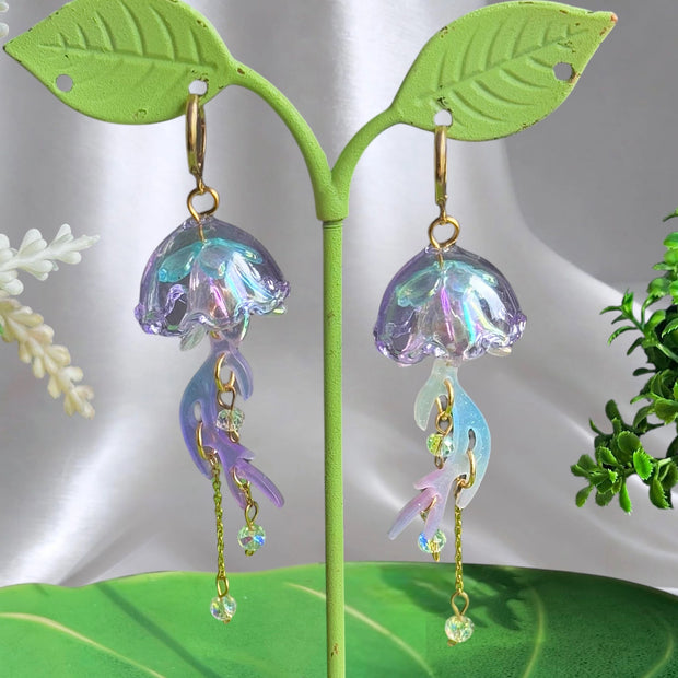 Silver or Golden Steel Coral Jellyfish Earrings