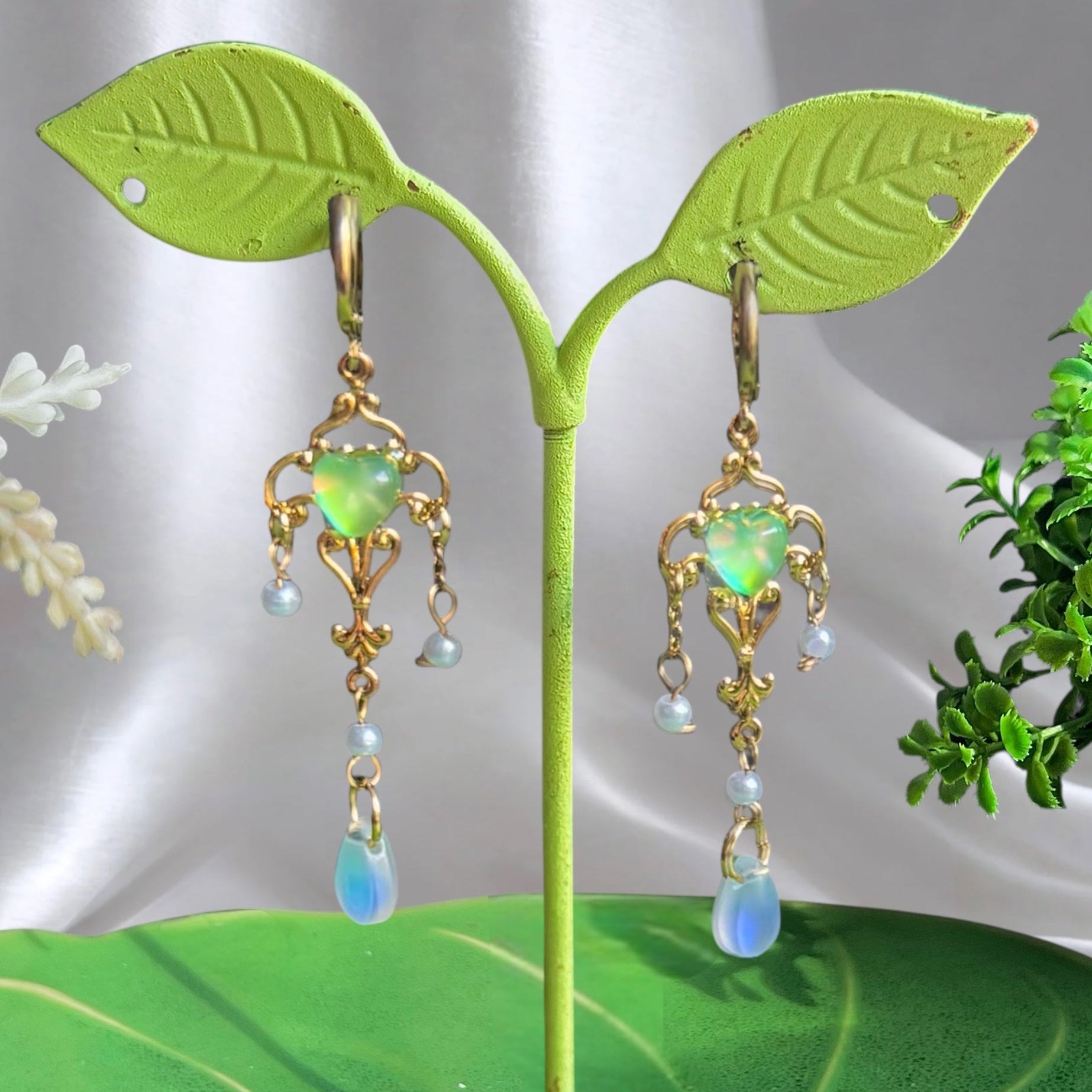 Golden or Silver Steel Garden Drop Earrings