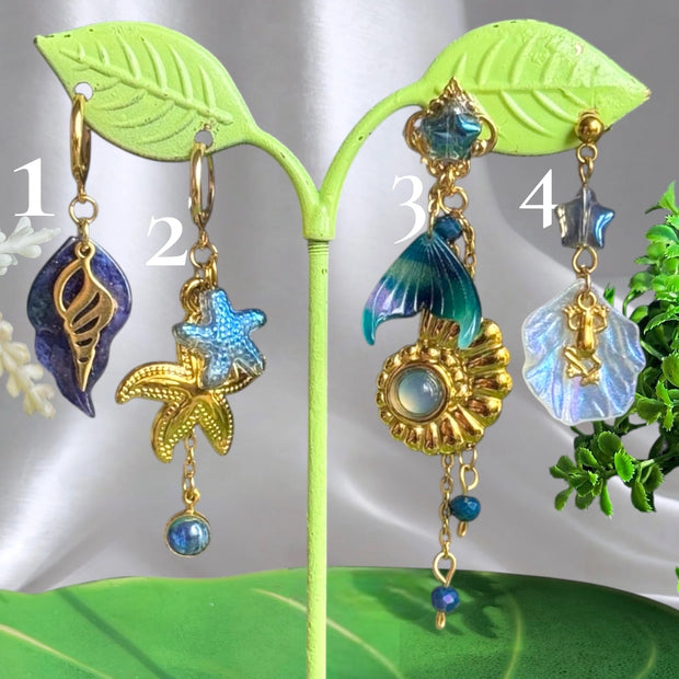 Golden or Silver Stainless Steel Siren Earrings 1pcs