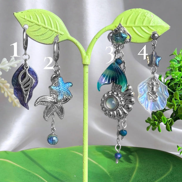 Golden or Silver Stainless Steel Siren Earrings 1pcs