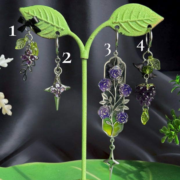 Silver Stainless Steel Blackberry Earrings 1pcs