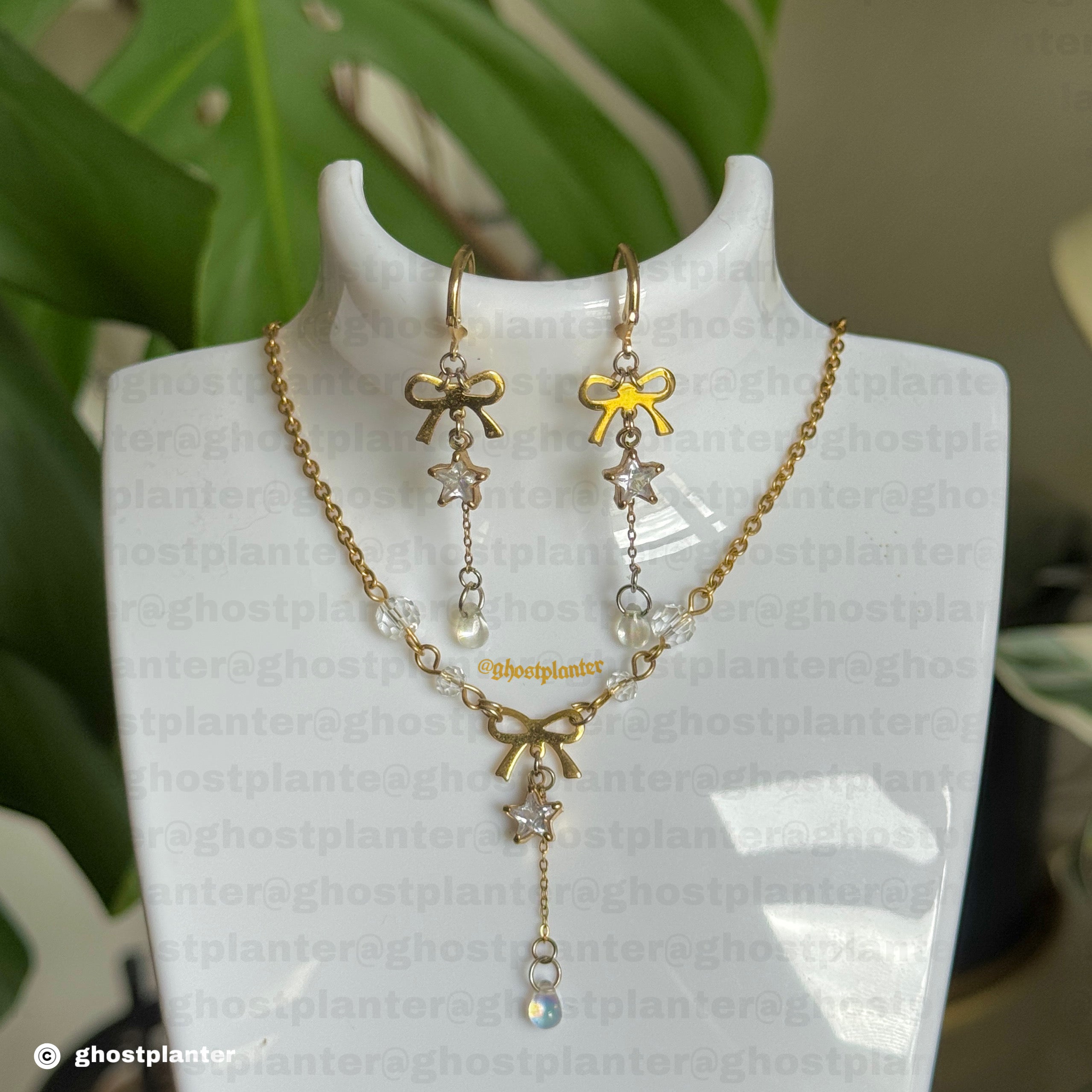 Golden or Silver Stainless Steel Starlight Necklace or Earrings