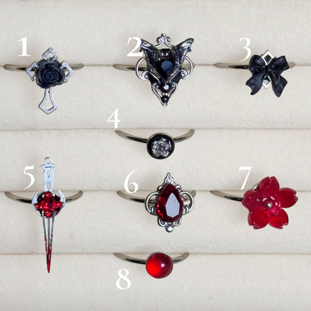Silver Stainless Steel Goth Rings