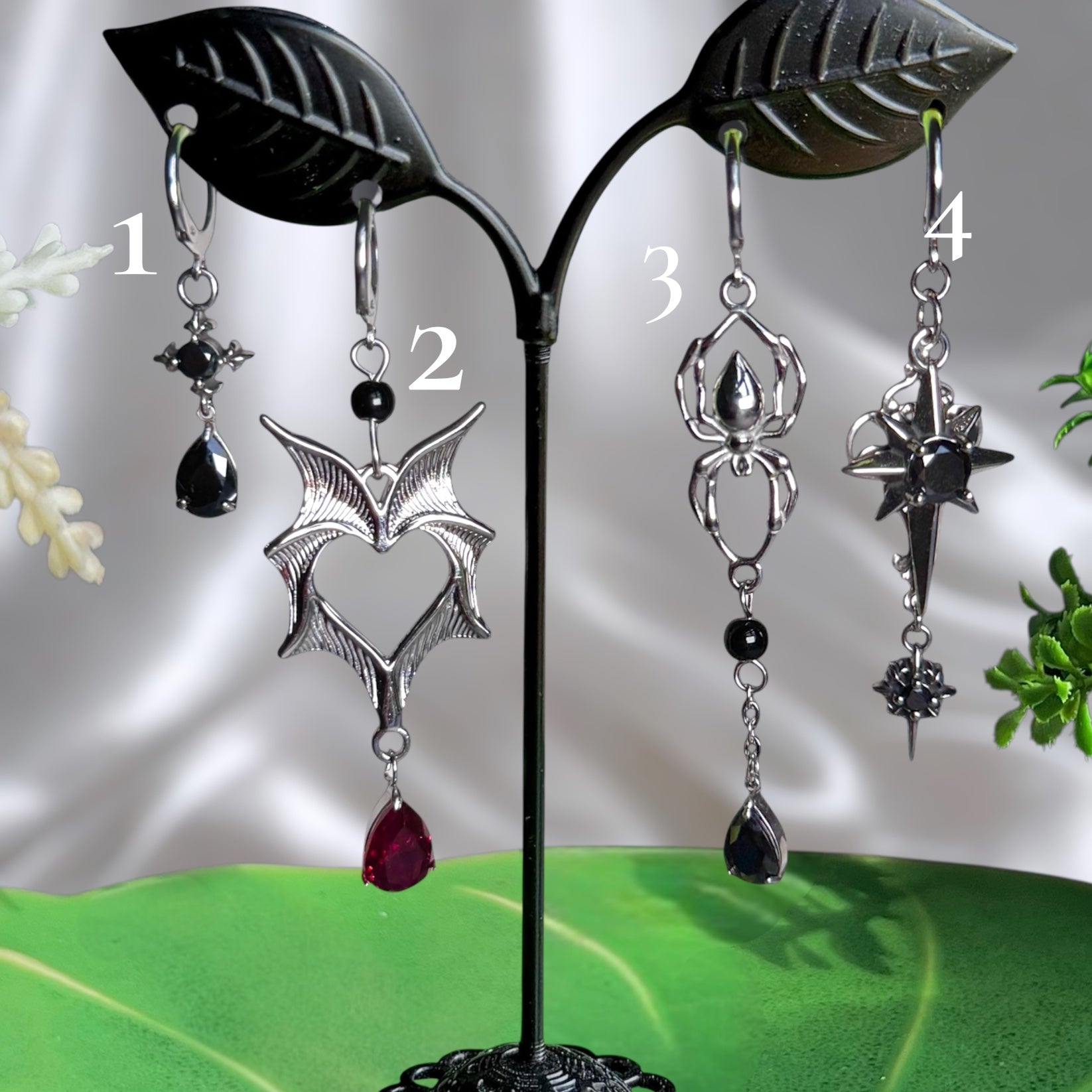 Silver Stainless Steel Occult Earrings (1pcs)