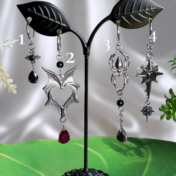 Silver Stainless Steel Occult Earrings (1pcs)