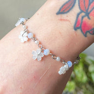 Silver Steel Moon Blossoms Bracelet