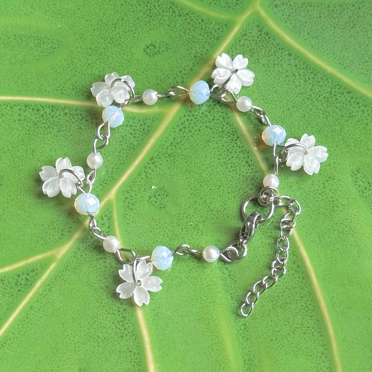 Silver Steel Moon Blossoms Bracelet