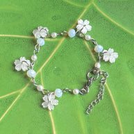 Silver Steel Moon Blossoms Bracelet