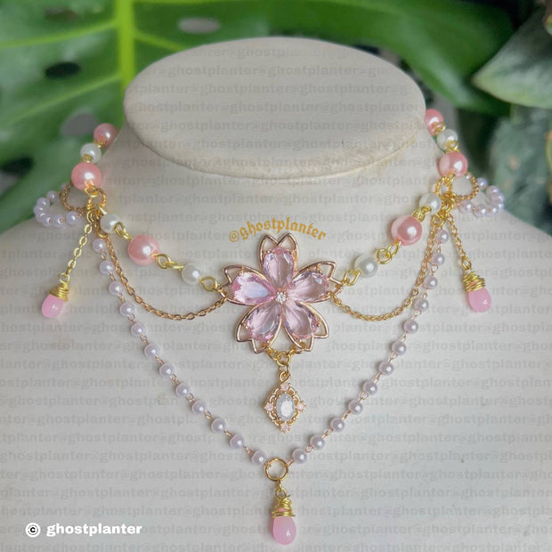 Golden Alloy Sakura Necklace