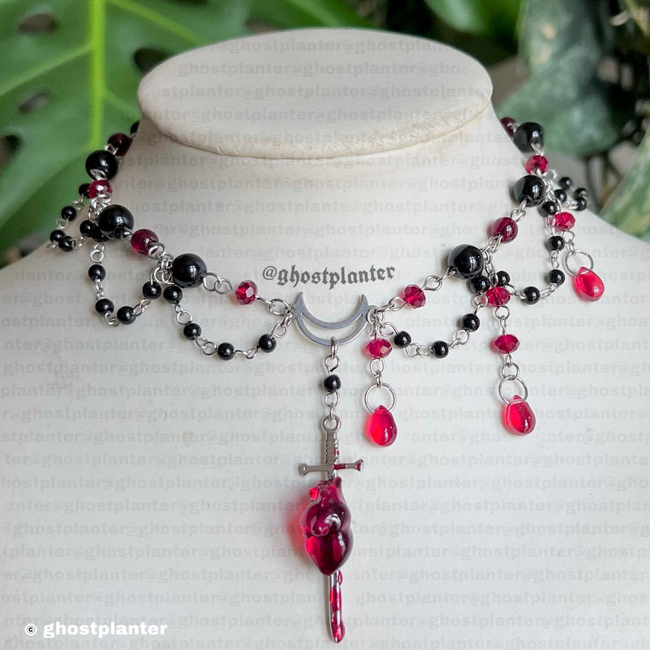 Silver Steel Heart Stabber Necklace