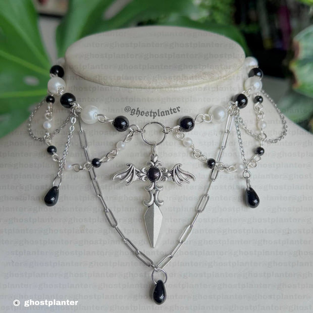 Silver Alloy Dagger Neckace