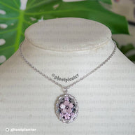 Silver Steel Sakura Pendant Necklace